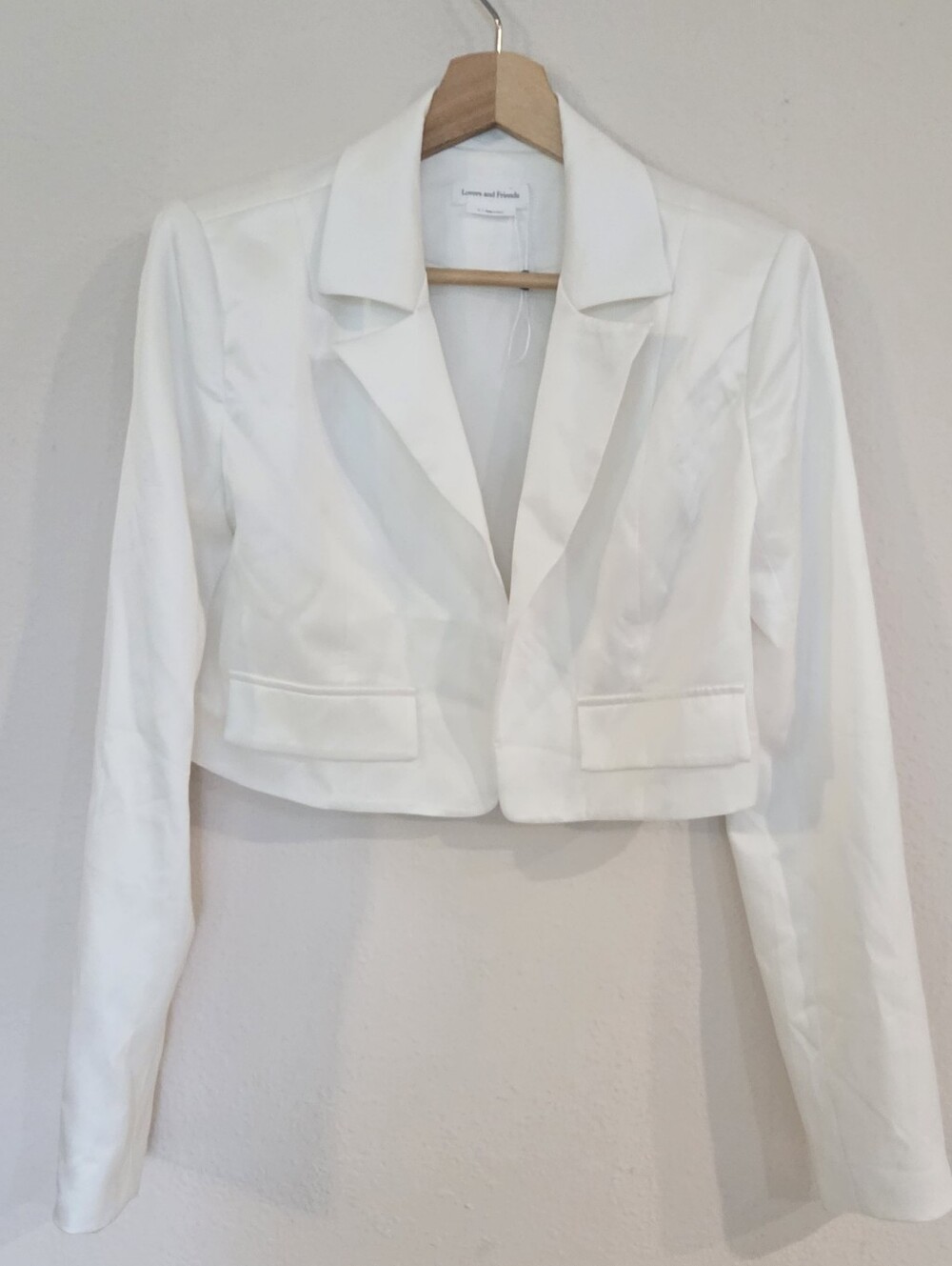For Love & Lemons Cropped White Blazer Top